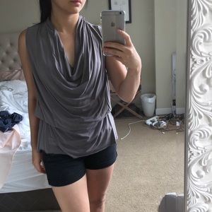 All Saint cowl neck, waterfall, sleeve-less top.